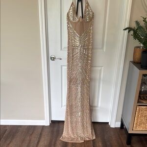 Shimmering Embellished Halter Dress
